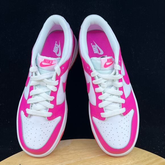 Nike Dunk Low (GS) White Pink Laser Fuchsia FB9109-102 Size 5Y Women 6.5 - Picture 8 of 10